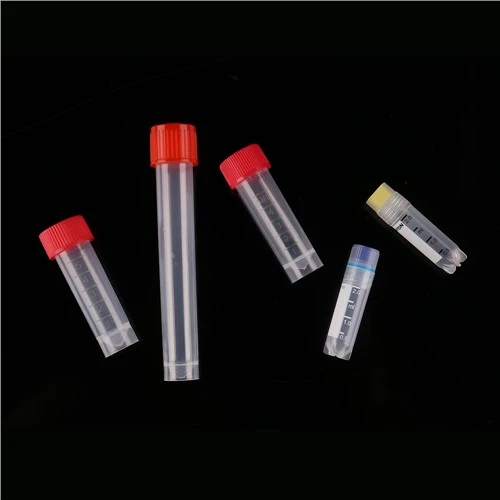 Sterila genomskinliga kryogena flaskor Cryovial